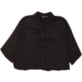 Zara Womens Oversized 3/4-ærmet Crop Shirt Bluse UK 14 Medium Black
