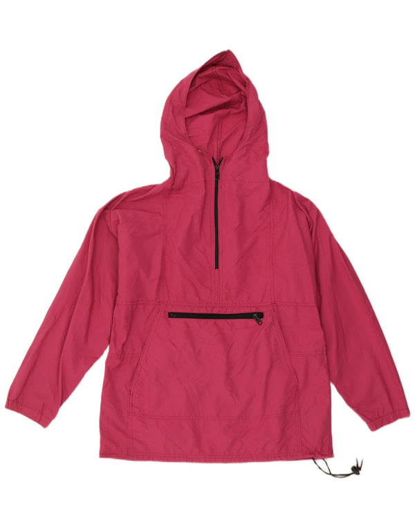 L.L.Bean Womens Hooded Pullover Rain Jacket UK 14 Medium Pink Nylon