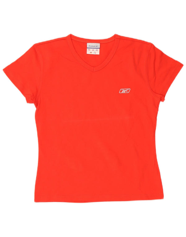 Reebok Dame T-Shirt Top UK 14 Stor Rød Bomuld