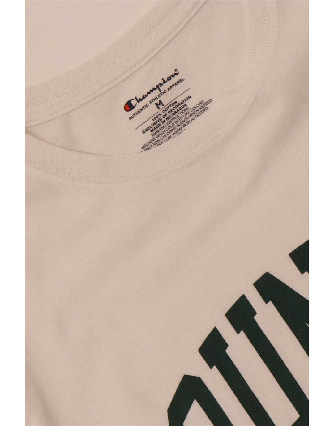 Champion Herre Grafisk T-Shirt Top Medium Hvid Bomuld