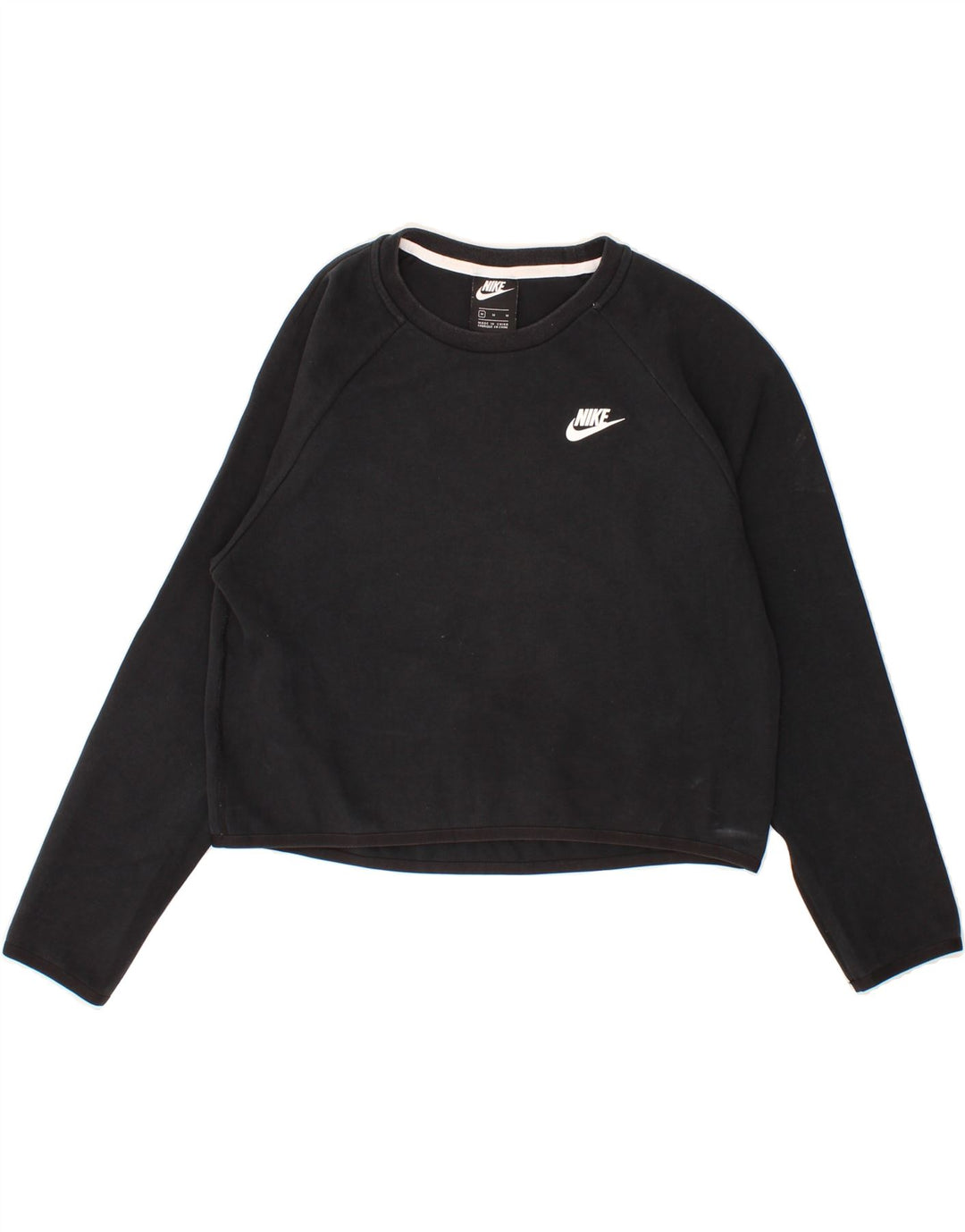 NIKE Womens Crop Sweatshirt Jumper UK 14 Medium Black Cotton Vintage Nike and Second-Hand Nike from Messina Hembry 