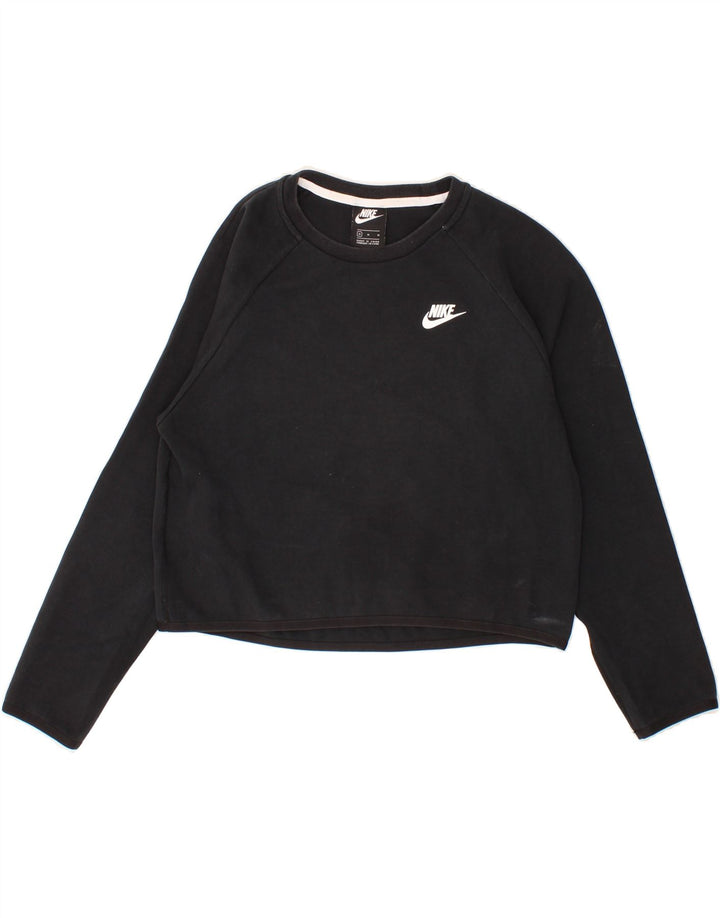 NIKE Womens Crop Sweatshirt Jumper UK 14 Medium Black Cotton Vintage Nike and Second-Hand Nike from Messina Hembry 