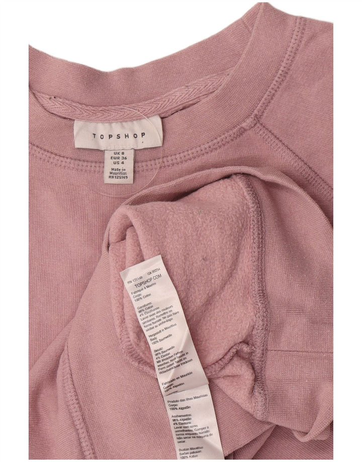 Topshop Dame Oversized Sweatshirt Jumper UK 8 Small Pink Bomuld