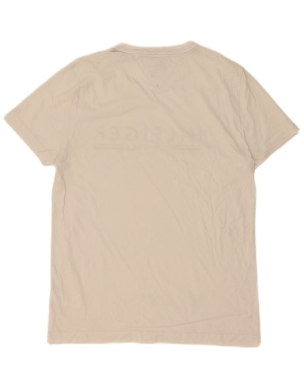 Tommy Hilfiger Herre grafisk T-shirt Top Medium Hvid Bomuld