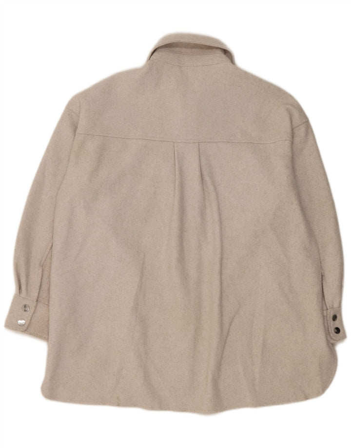 Zara Dame Oversized Flannel Shirt UK 10 Small Grå Polyester