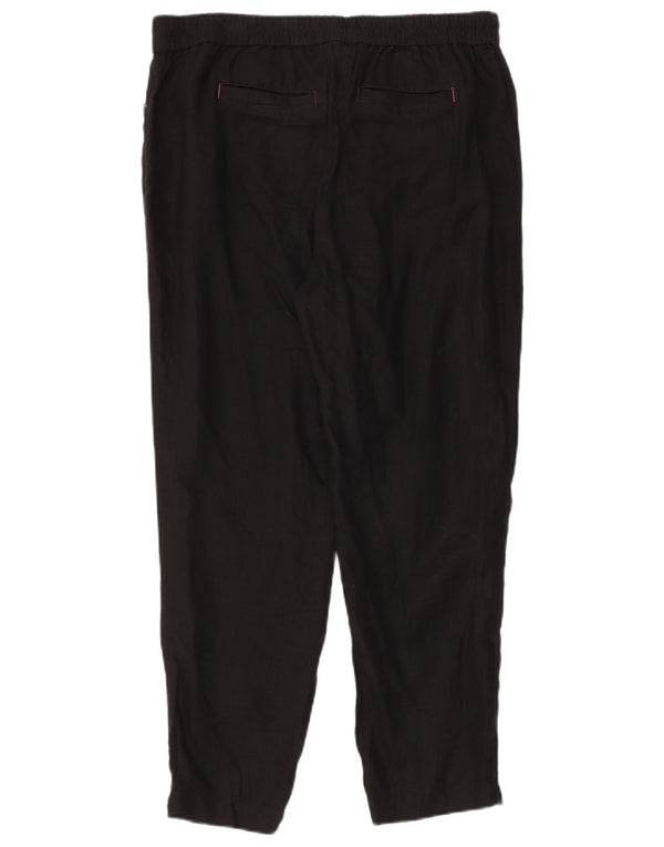 White Stuff Womens High Waist Cropped Trousers UK 14 Large W34 L27 Black