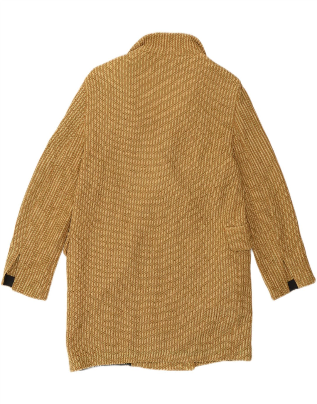 Zara Womens Knit Double Breasted Coat UK 10 Small Yellow Bomuld