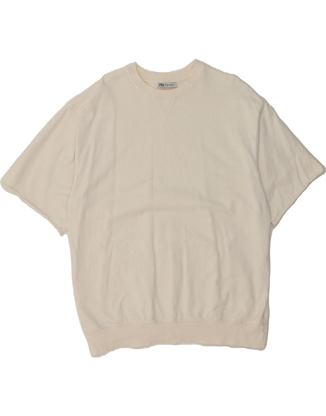 ZARA Womens Oversized T-Shirt Top UK 14 Medium White Cotton Vintage Zara and Second-Hand Zara from Messina Hembry 