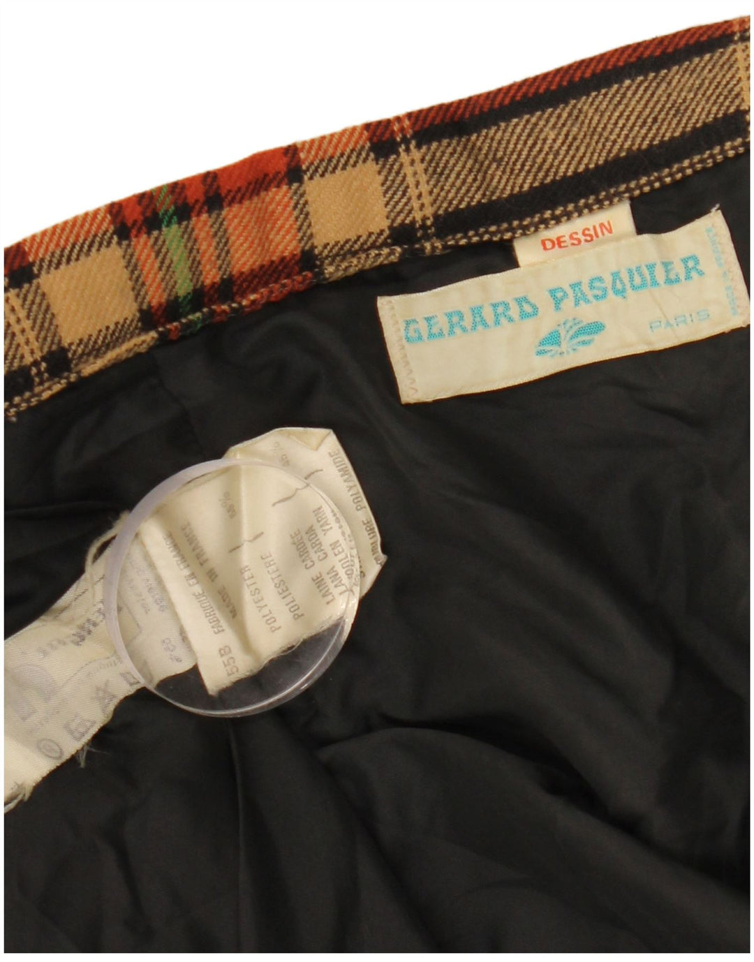 GERARD PASQUIER A-line nederdel til kvinder W24 XS sort ternet polyester