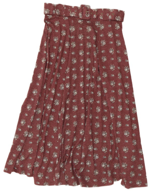 Vintage Dame Flared Skirt IT 44 Medium W30 Burgundy Floral