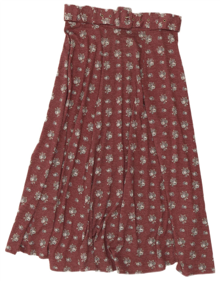 Vintage Dame Flared Skirt IT 44 Medium W30 Burgundy Floral