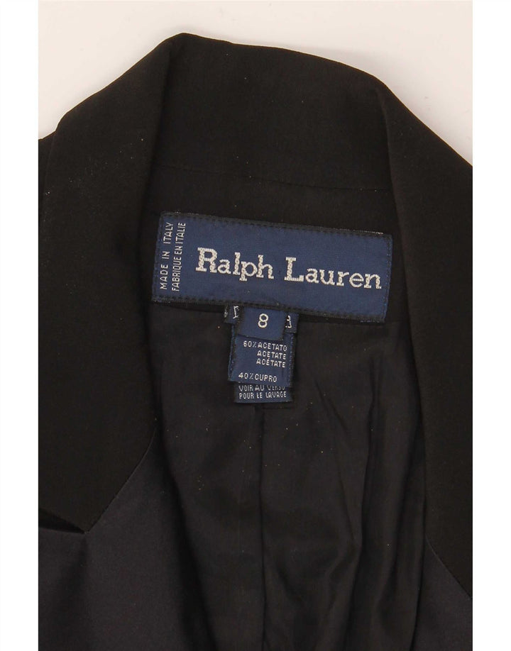 Ralph Lauren Dame Dobbeltradet Frakke US 8 Medium Black Acetate