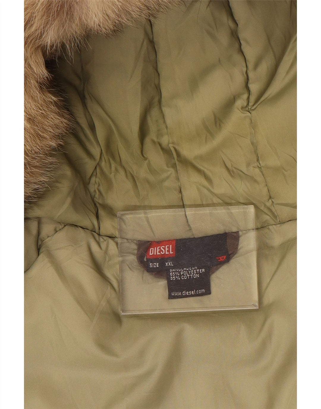 DIESEL Herre hættepolstret frakke UK 44 2XL brun polyester