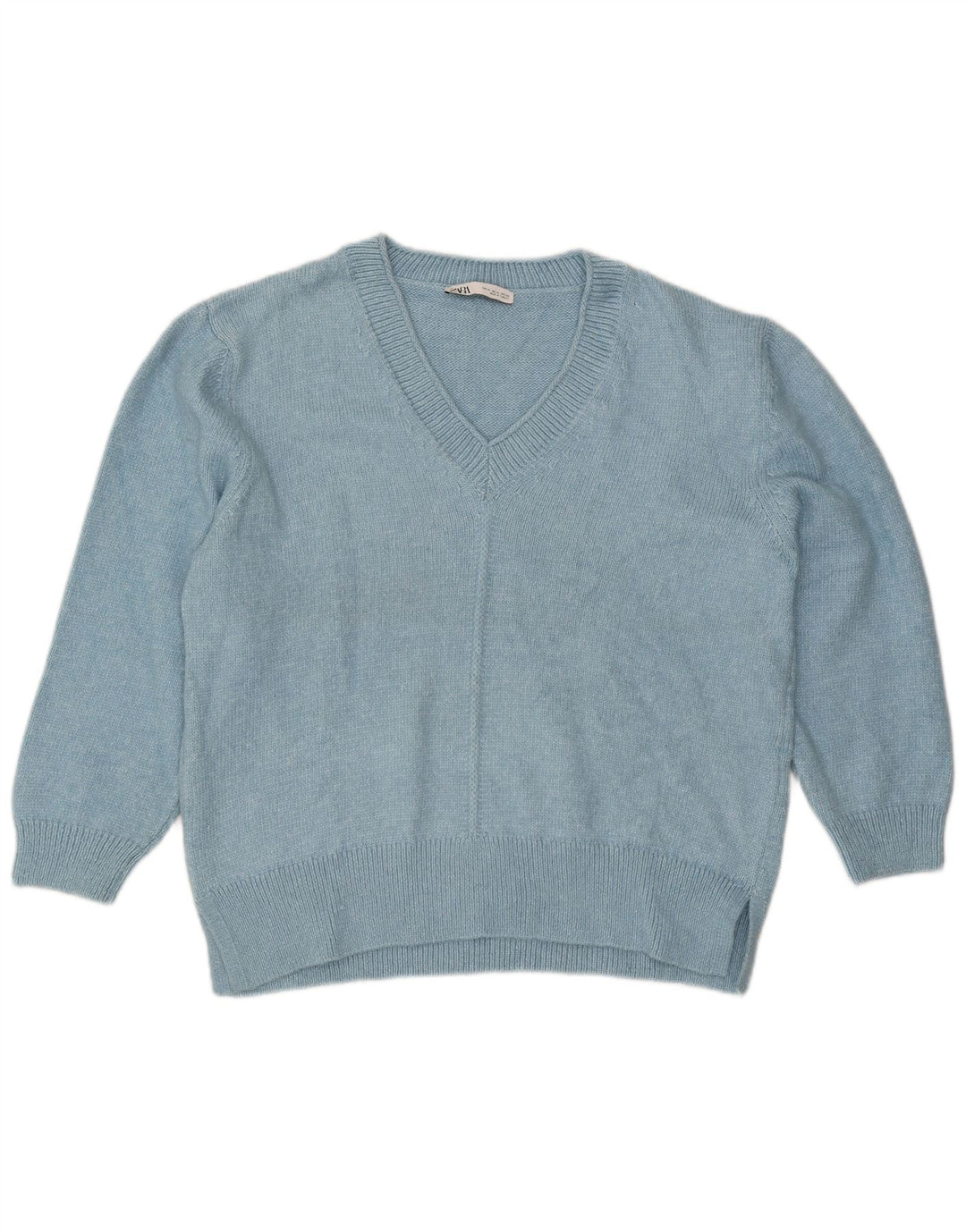 Zara Dame Oversized V-hals sweater UK 18 XL Blå