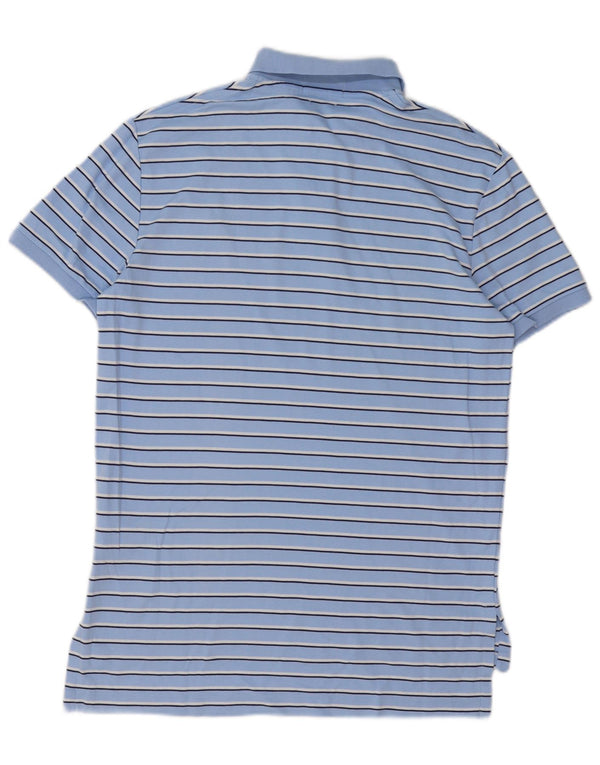 Polo Ralph Lauren Mens Polo Shirt Medium Blue Striped Cotton