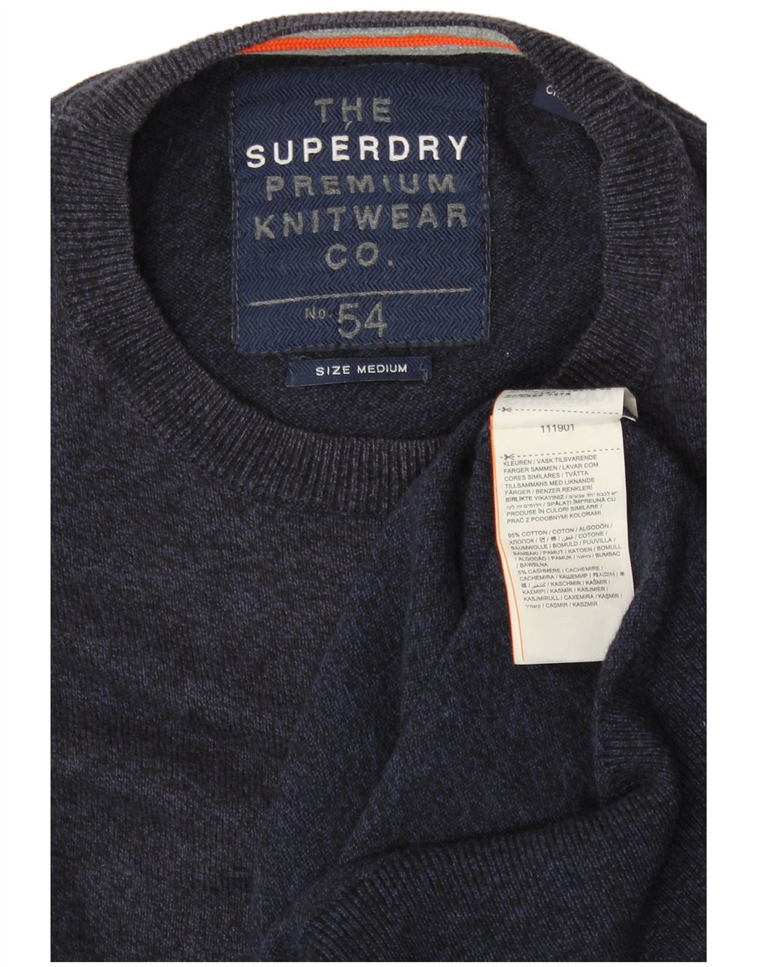 SUPERDRY Herre sweater med rund hals, medium marineblå bomuld