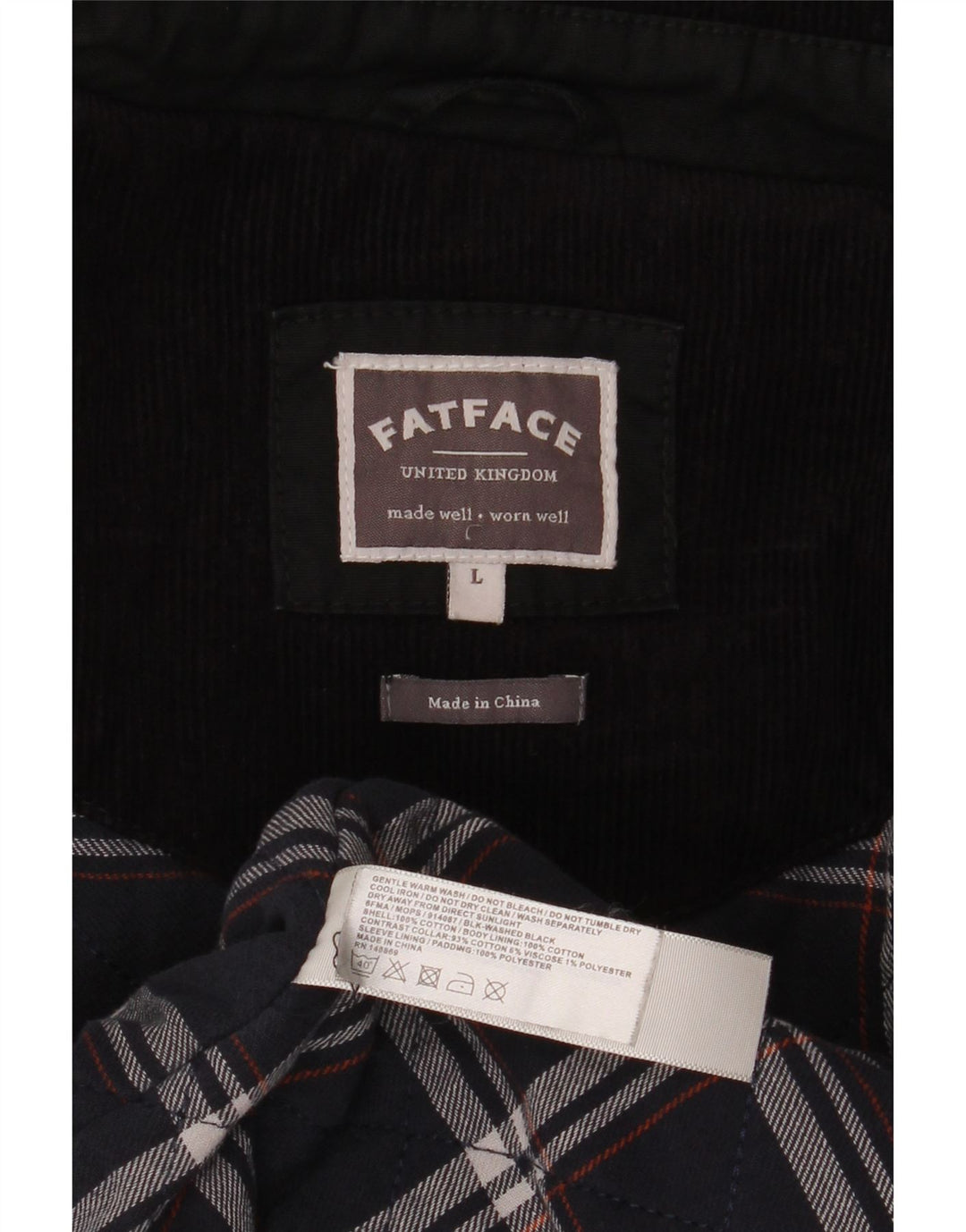 Fat Face Herre vokset bomuldsjakke UK 40 Large Black