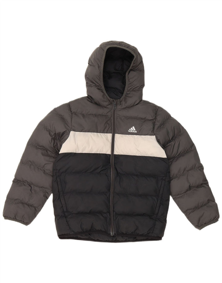 Adidas drenge hættepolstret jakke 9-10 år Grå Colourblock Polyester