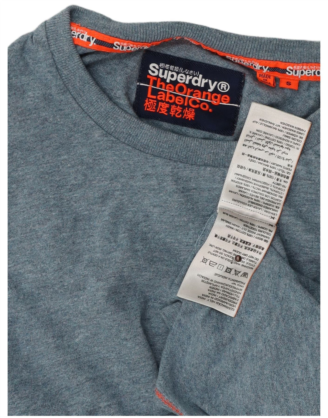 SUPERDRY Herre T-Shirt Top Lille Blå Bomuld
