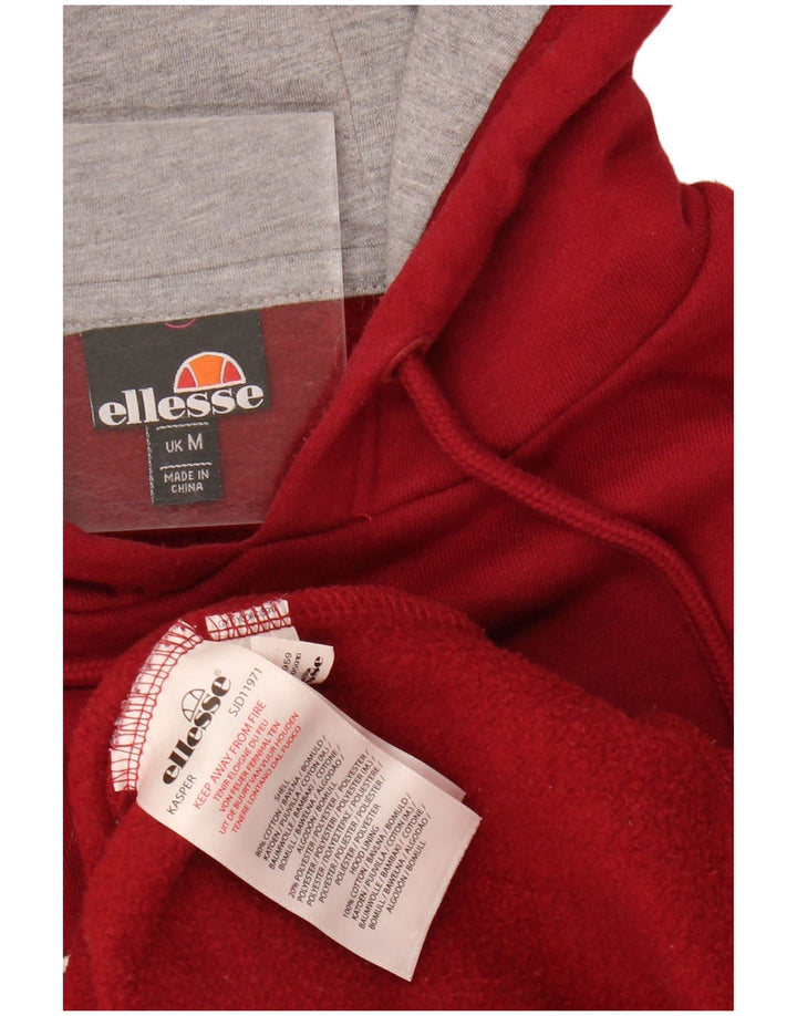 Ellesse Herre grafisk hættetrøje Jumper Medium Bourgogne bomuld
