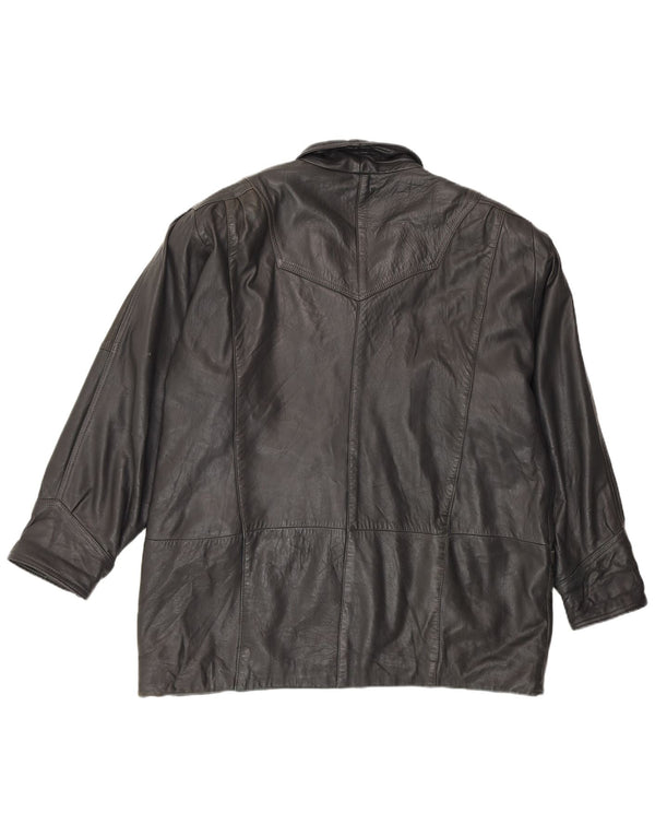 Vintage dame læderjakke EU 48 2XL Sort
