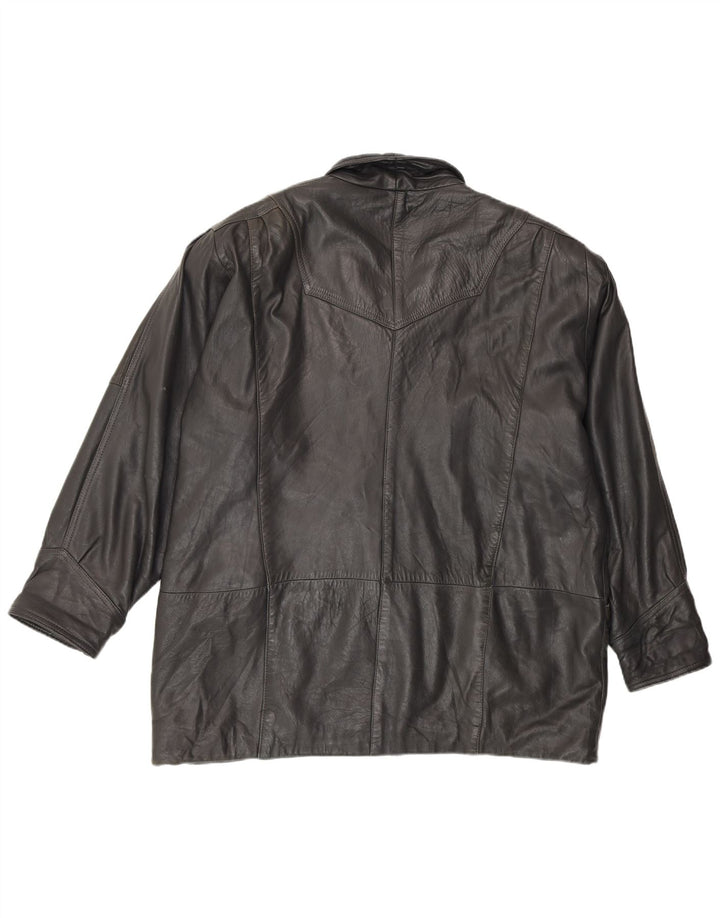 Vintage dame læderjakke EU 48 2XL Sort