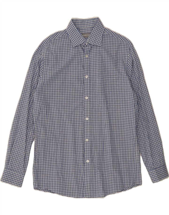 MICHAEL KORS Mens Stretch Regular Fit Shirt Size 15 1/2 Medium Blue Check Vintage Michael Kors and Second-Hand Michael Kors from Messina Hembry 