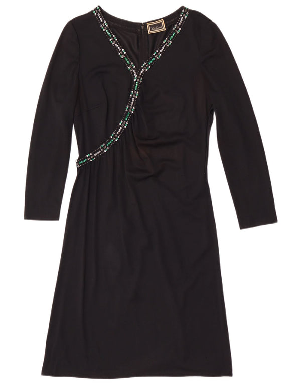 Luisa Spagnoli Womens 3/4 Sleeve A-Line Dress UK 12 Medium Black
