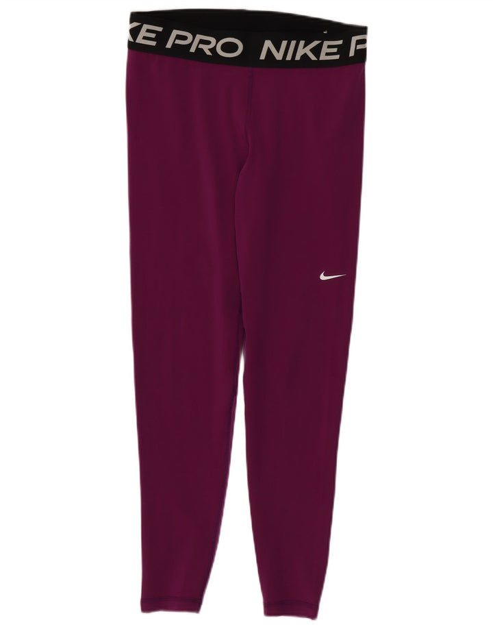 Nike Dame Dri Fit Grafiske Leggings UK 12 Medium Lilla Polyester