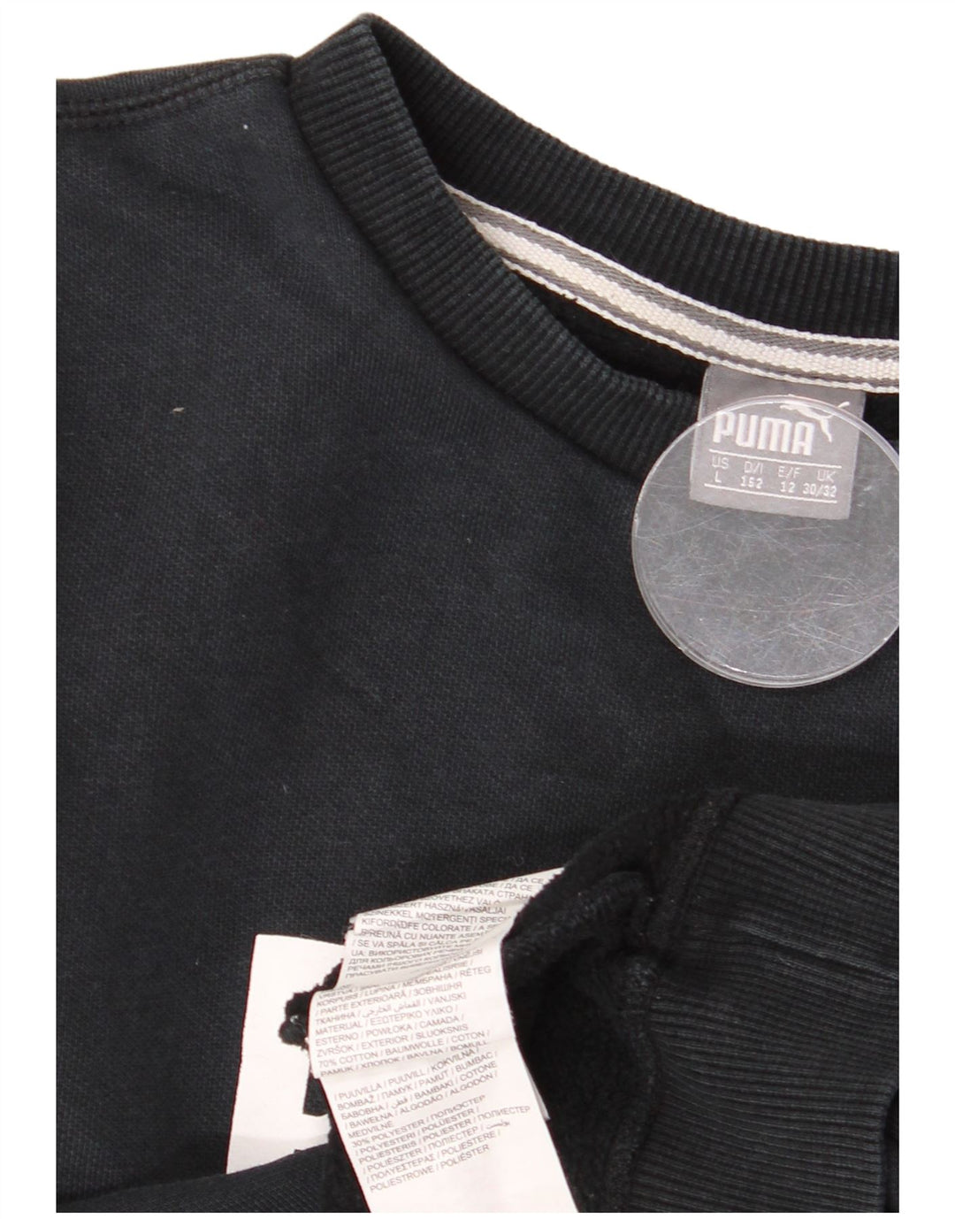 Puma Girls Crop Graphic Sweatshirt Jumper 11-12 år Sort Polyester