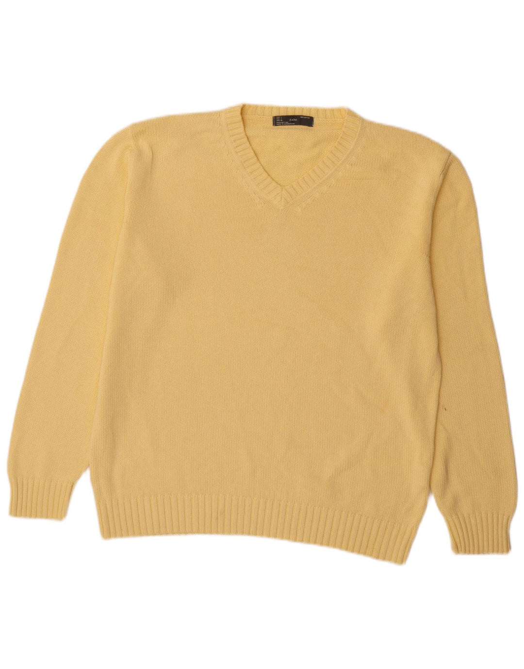 Zara Herre V-hals sweater Stor gul bomuld