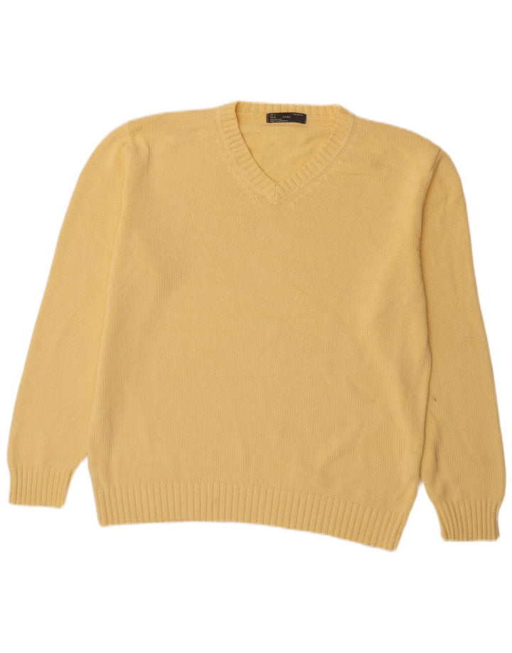 Zara Herre V-hals sweater Stor gul bomuld