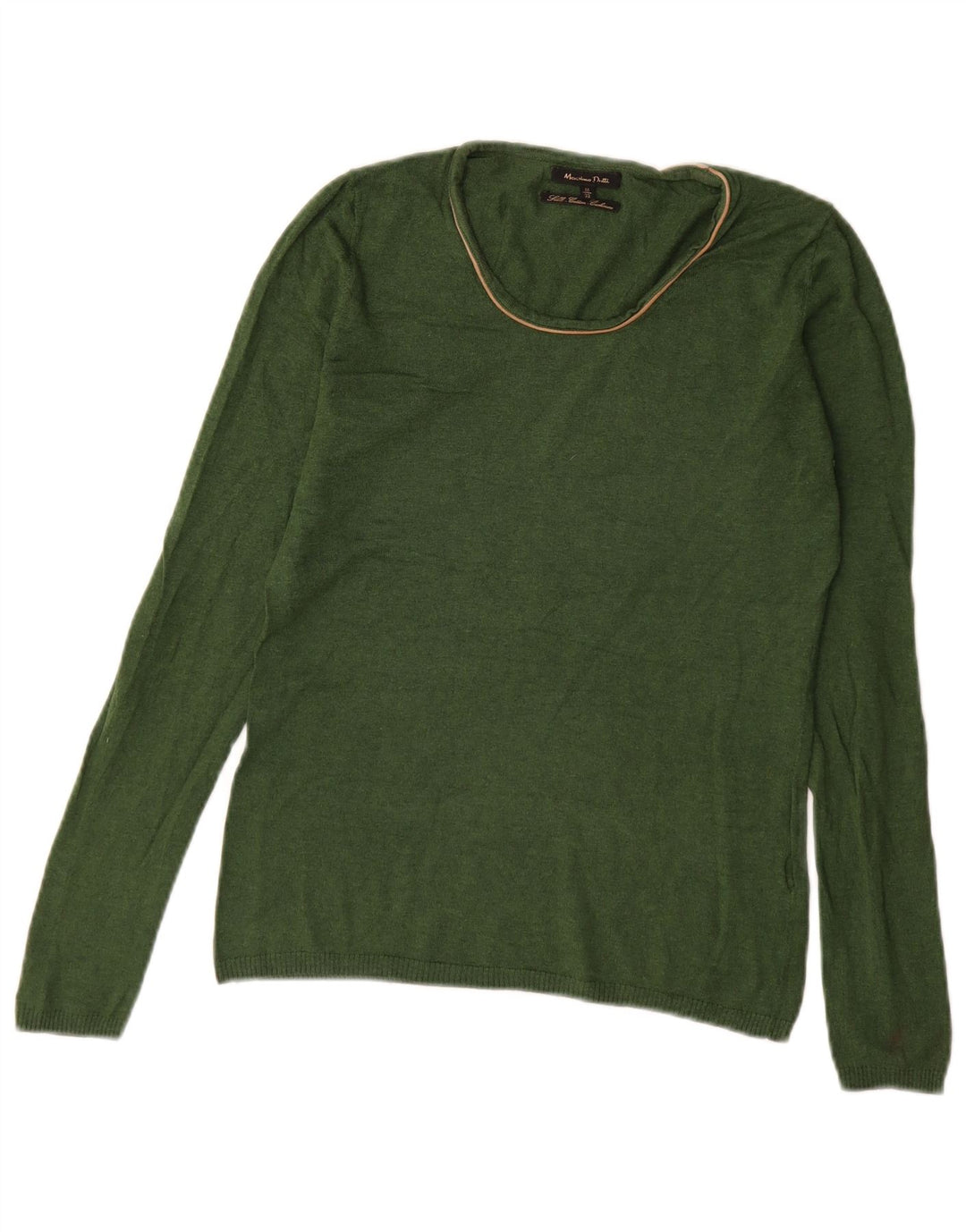 Massimo Dutti Dame Boat Neck Jumper Sweater UK 12 Medium Green Silke