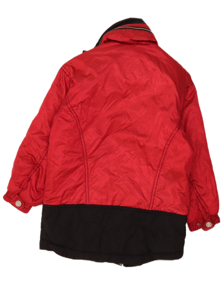 C&A Dame Rodeo Hætte Oversized Skijakke UK 10 Lille Rød Colourblock