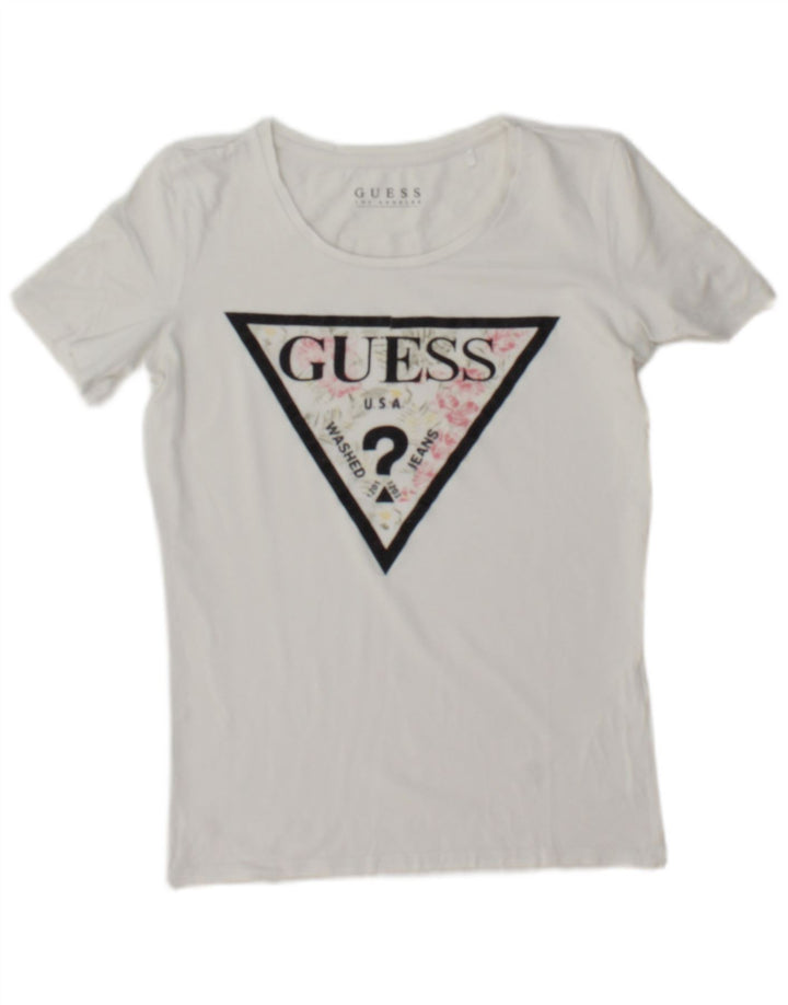 Guess Grafisk T-shirt top til kvinder UK 12 Medium White
