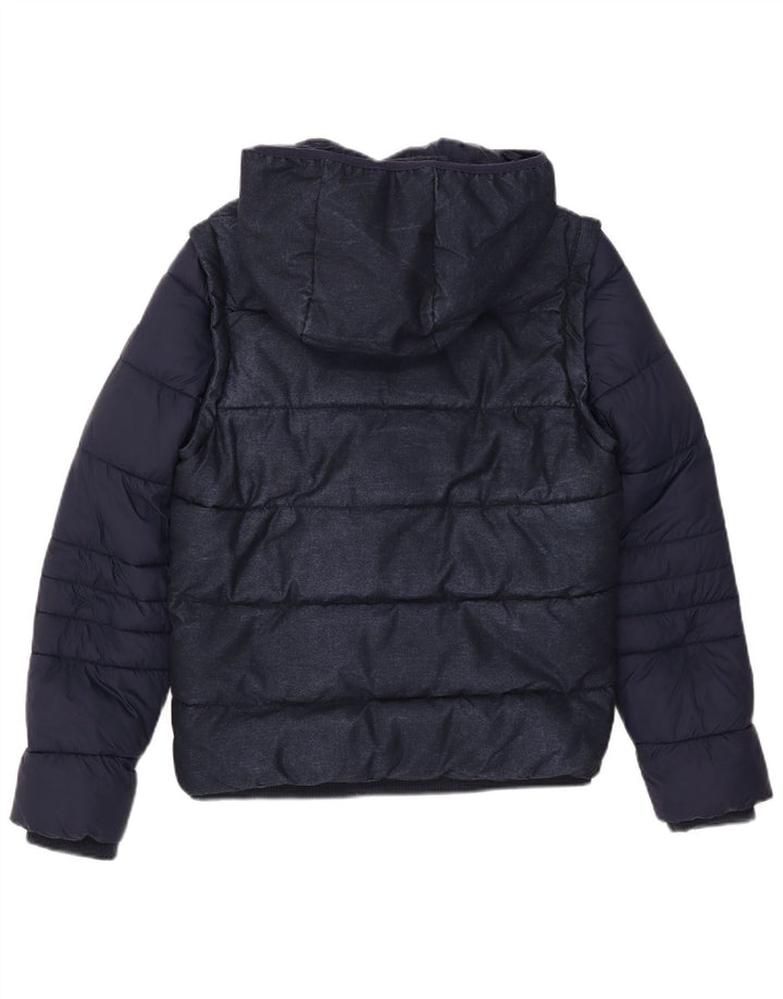Guess Herre hættepolstret jakke UK 36 Small Navy Blue Polyester