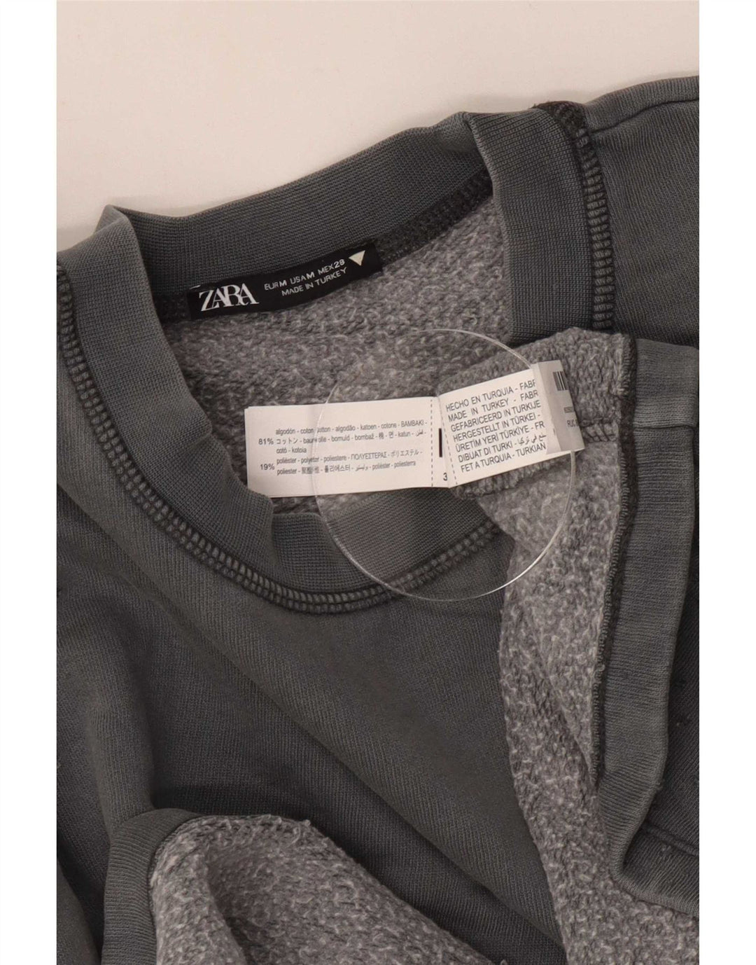 Zara Womens Crop Oversized Sweatshirt Jumper UK 14 Medium Grey Bomuld