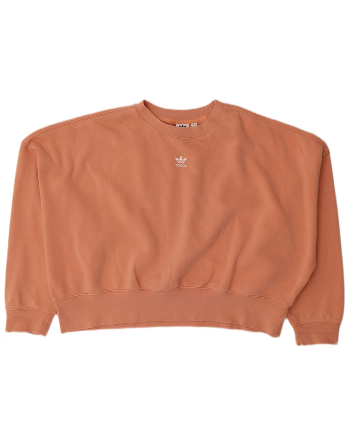 Adidas Dame Oversized Sweatshirt Jumper UK 16 Stor Orange Bomuld