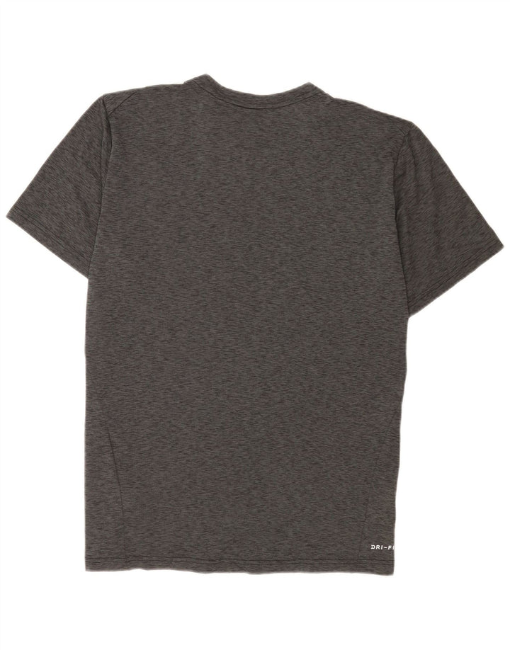 Nike Dri Fit T-shirt top til mænd, stor grå flækket polyester