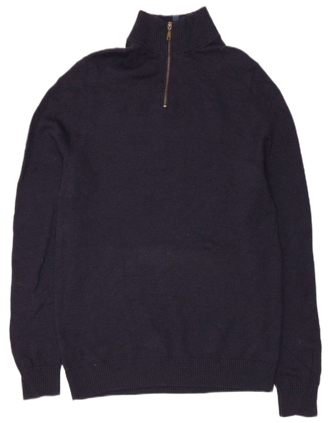 White Stuff Herre Zip Neck Jumper Sweater Medium Navy Blue Merino Uld
