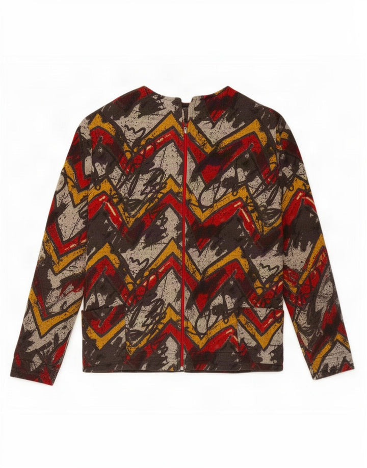Vintage kvinders abstrakt mønster træningsdragt topjakke UK 18 XL flerfarvet
