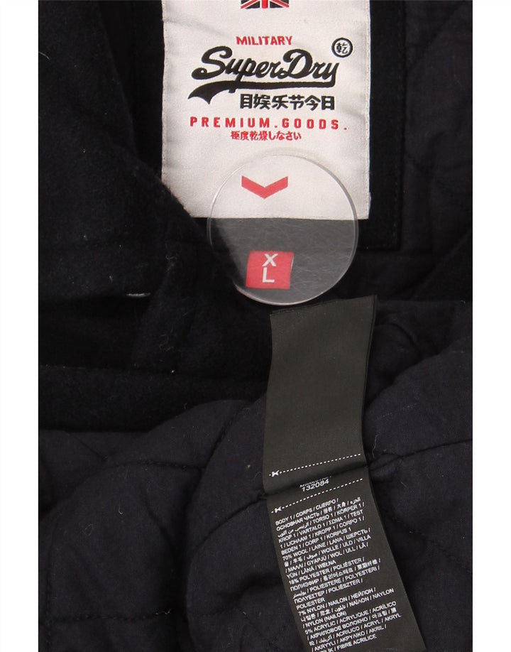 Superdry Womens Pea Coat UK 18 XL Marineblå Uld