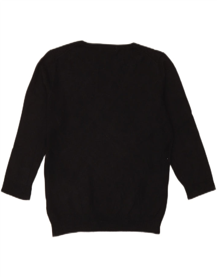 Marks & Spencer Dame 3/4-ærmet V-hals sweater UK 12 Medium Sort