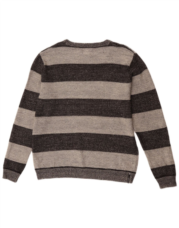 Billabong Herre Boat Neck Jumper Sweater Medium Grå Stribet Akryl