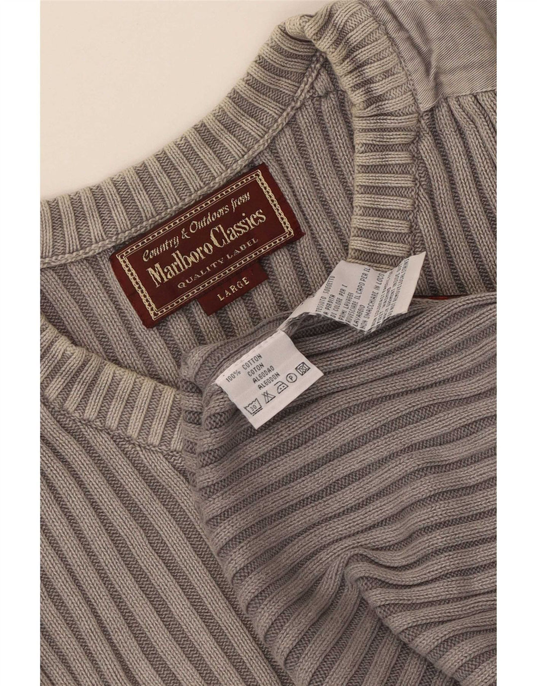 Marlboro Classics Herre V-hals sweater Stor Grå Bomuld