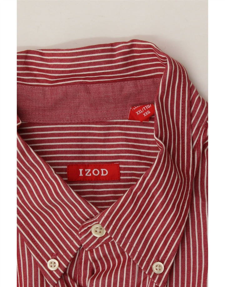 IZOD Mens Shirt 2XL Red Striped Cotton Vintage Izod and Second-Hand Izod from Messina Hembry 