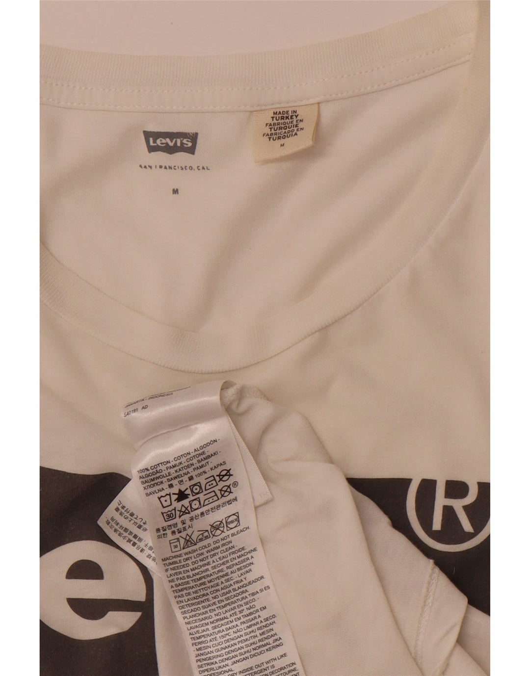 LEVI'S Grafisk T-shirt top til kvinder UK 12 Medium hvid bomuld