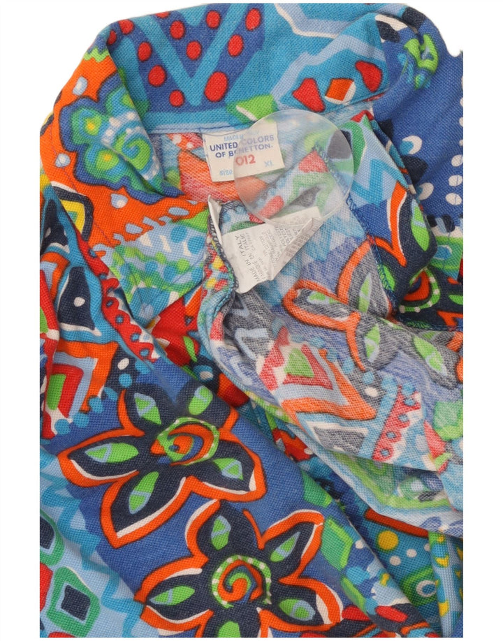 BENETTON Boys Polo Shirt 15-16 Years XL  Multicoloured Patchwork Cotton