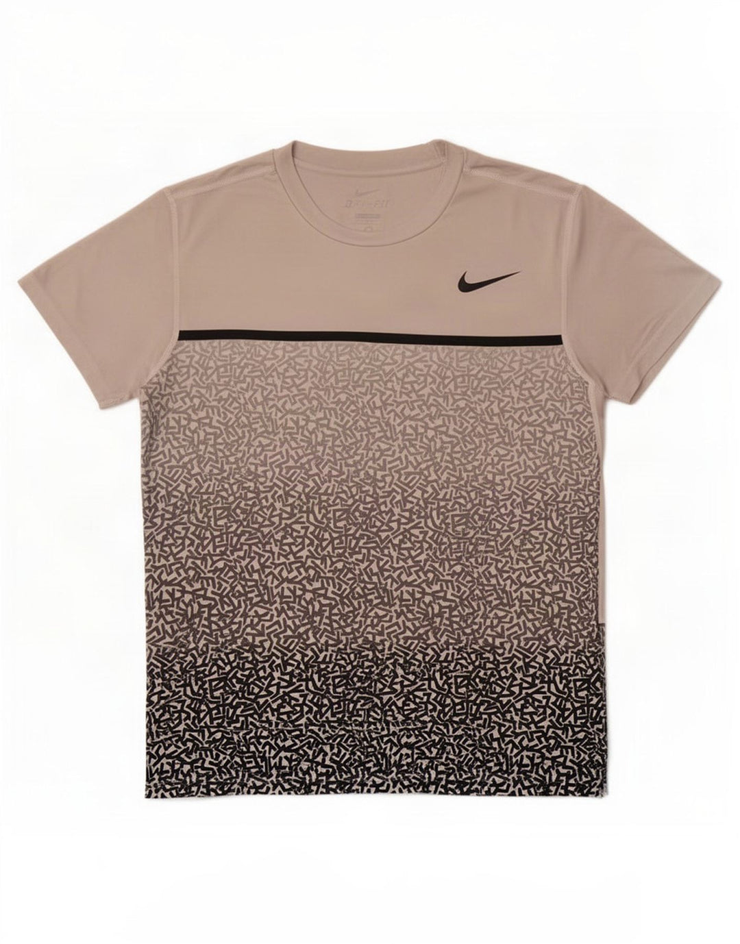 Nike Herre Dri Fit grafisk T-shirt top mellemgrå geometrisk polyester