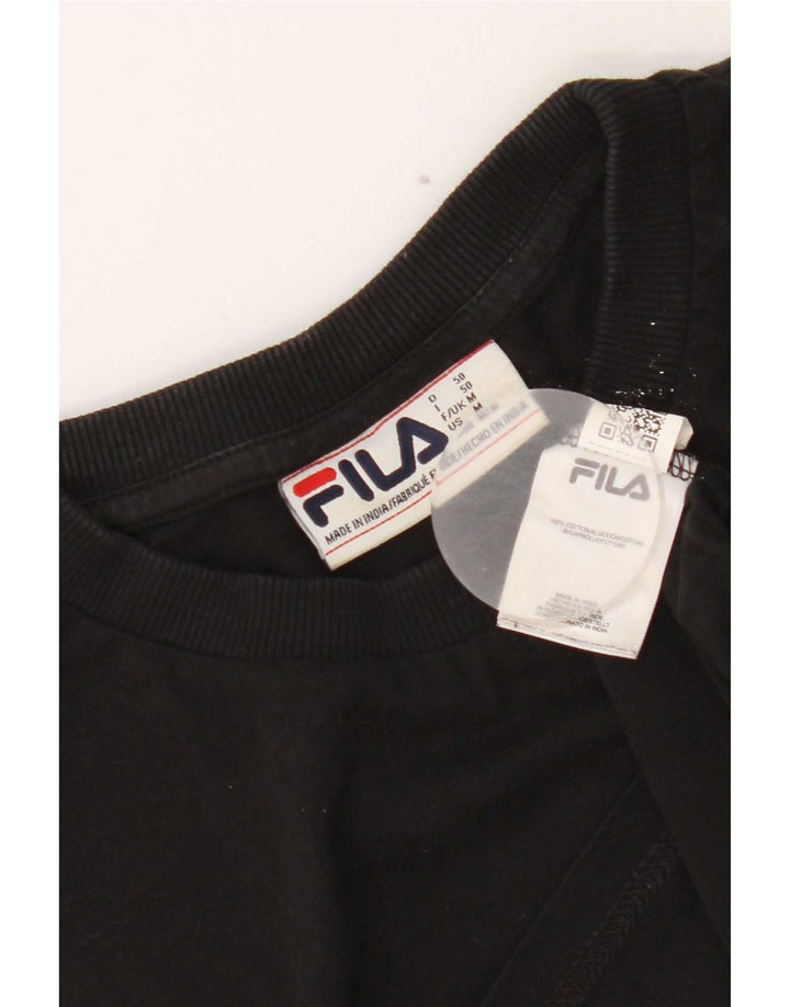 Fila Herre Grafisk T-Shirt Top Medium Sort Bomuld